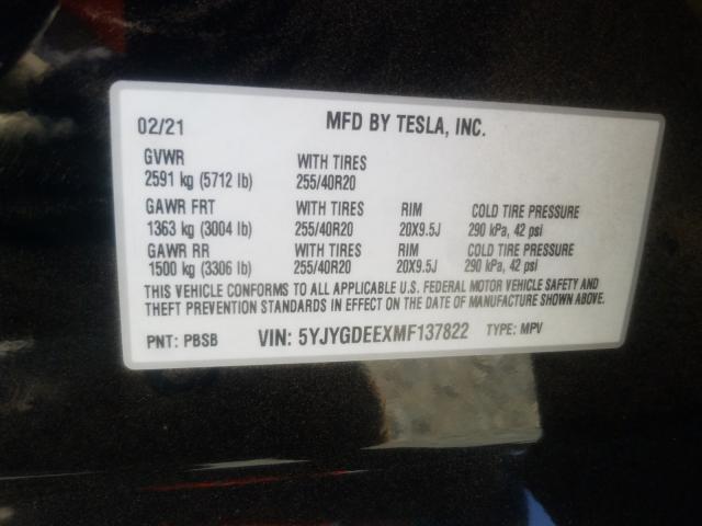 2021 TESLA MODEL Y 5YJYGDEEXMF137822