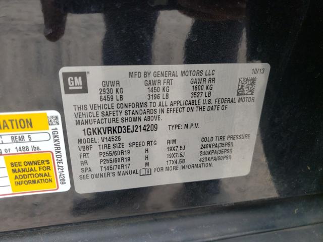 2014 GMC ACADIA SLT 1GKKVRKD3EJ214209