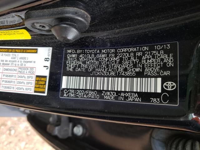 2014 TOYOTA PRIUS JTDKN3DU8E1743855