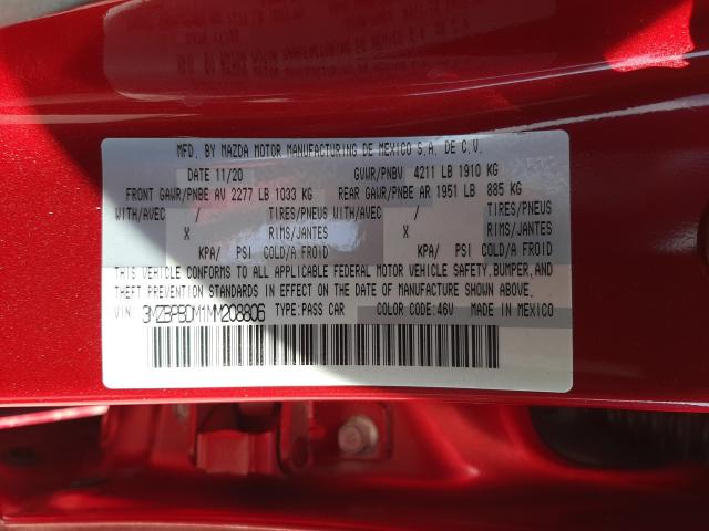 2021 MAZDA 3 PREMIUM 3MZBPBDM1MM208806