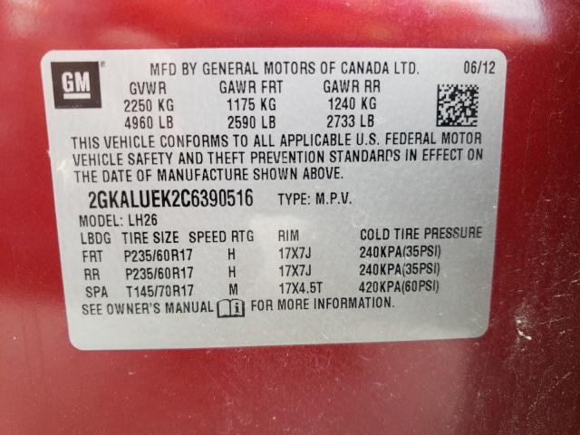 2012 GMC TERRAIN SL 2GKALUEK2C6390516