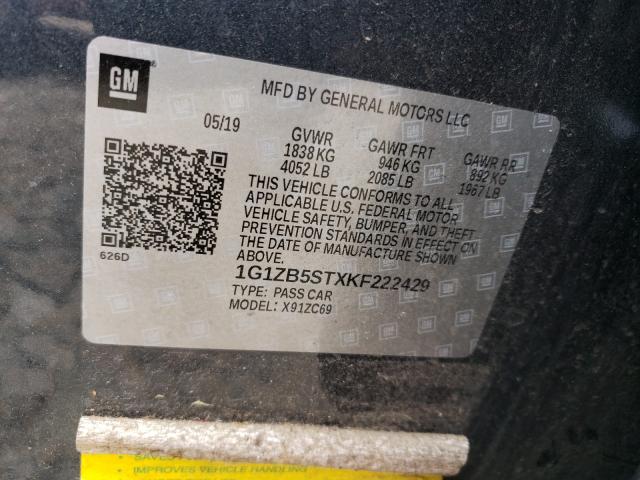 2019 CHEVROLET MALIBU LS 1G1ZB5STXKF222429