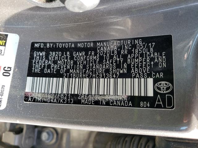 2017 TOYOTA COROLLA L 2T1BURHE7HC913647