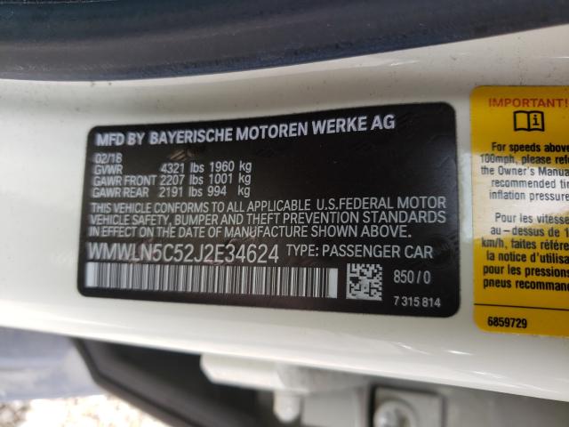 2018 MINI COOPER CLU WMWLN5C52J2E34624
