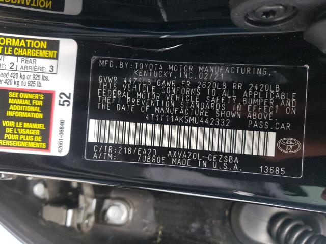 2021 TOYOTA CAMRY SE N 4T1T11AK5MU442332