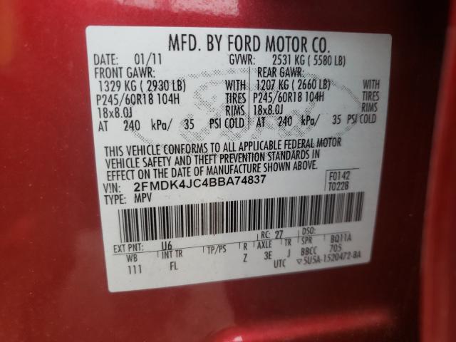 2011 FORD EDGE SEL 2FMDK4JC4BBA74837