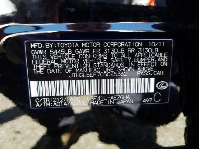 2012 LEXUS LS 460L JTHGL5EF7C5045362