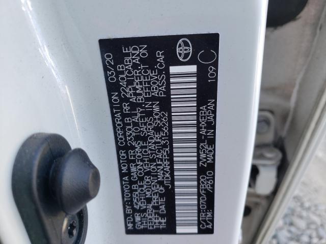 2020 TOYOTA PRIUS PRIM JTDKARFP5L3156262