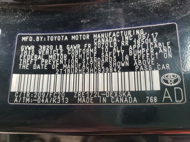 2017 TOYOTA COROLLA L 2T1BURHE3HC939842