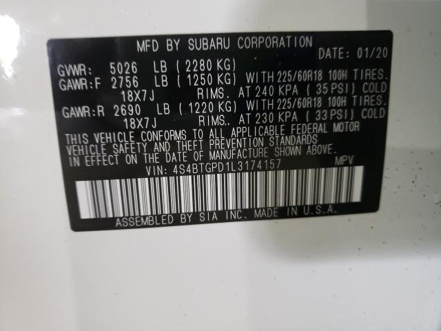 2020 SUBARU OUTBACK TO 4S4BTGPD1L3174157