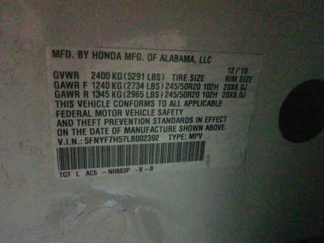 2020 HONDA PASSPORT E 5FNYF7H57LB002392