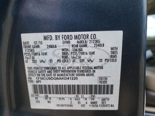 2010 FORD ESCAPE XLT 1FMCU9DG9AKD41220