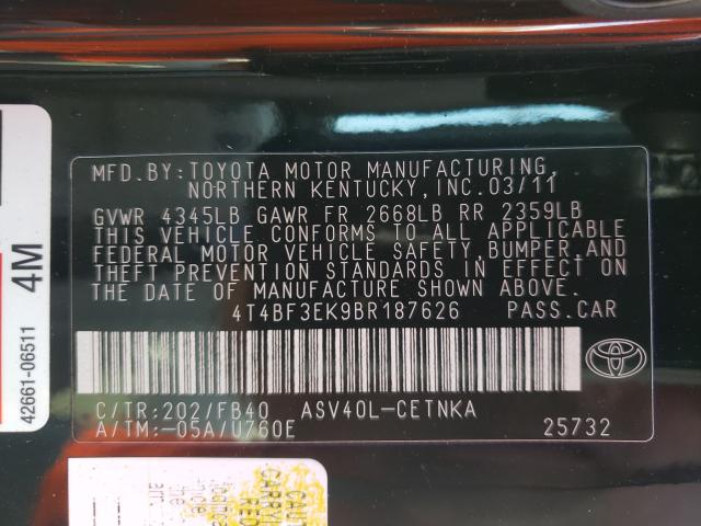 2011 TOYOTA CAMRY BASE 4T4BF3EK9BR187626