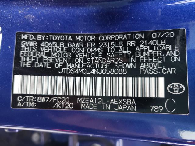 2021 TOYOTA COROLLA SE JTDS4MCE4MJ058088
