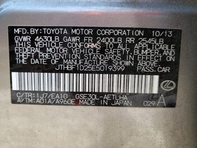 2014 LEXUS IS250 JTHBF1D25E5019399