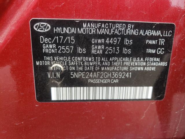 2016 HYUNDAI SONATA SE 5NPE24AF2GH369241