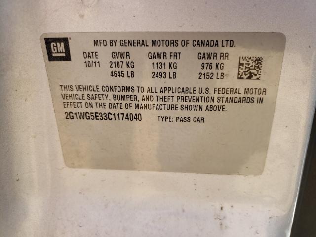 2012 CHEVROLET IMPALA LT 2G1WG5E33C1174040