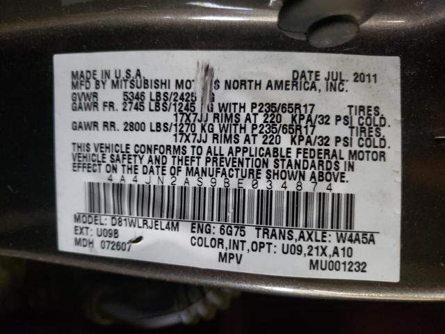 2011 MITSUBISHI ENDEAVOR L 4A4JN2AS9BE034874