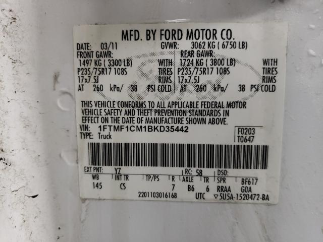 2011 FORD F150 1FTMF1CM1BKD35442