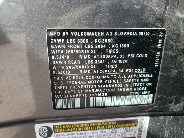 2011 VOLKSWAGEN TOUAREG V6 WVGFK9BP7BD001639