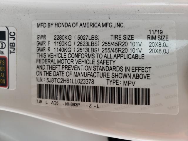 5J8TC2H61LL023378 Acura Rdx A-Spec 2020. Фото: 9