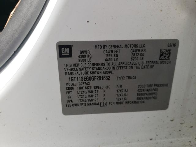 2016 GMC SIERRA C25 1GT11SEG0GF281632