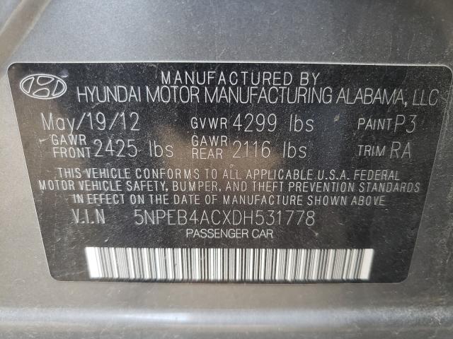 2013 HYUNDAI SONATA GLS 5NPEB4ACXDH531778
