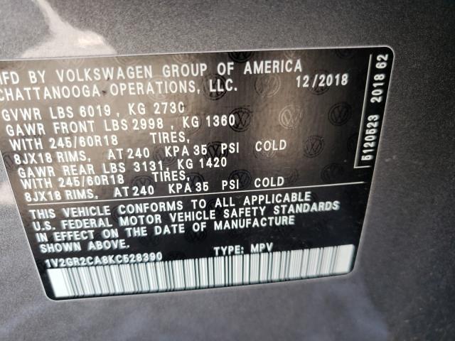 2019 VOLKSWAGEN ATLAS S 1V2GR2CA8KC528390