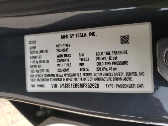 2021 TESLA MODEL 3 5YJ3E1EB6MF862628