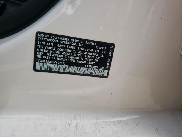 2014 VOLKSWAGEN PASSAT SE 1VWBP7A39EC007912