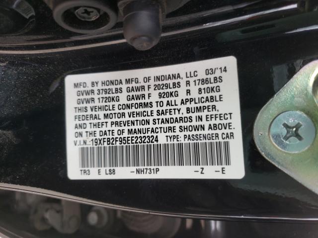 2014 HONDA CIVIC EXL 19XFB2F95EE232324