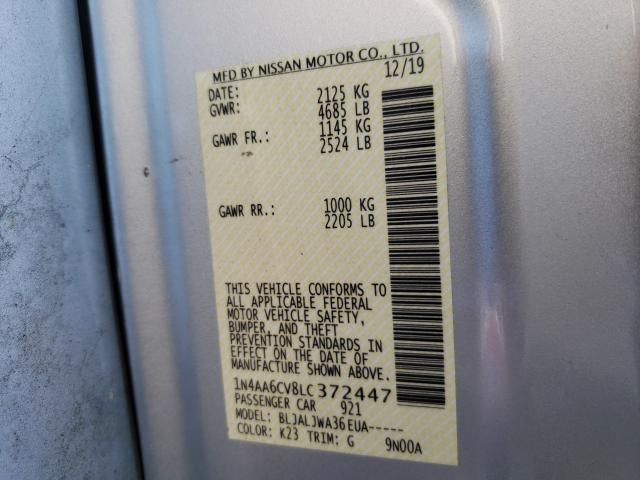2020 NISSAN MAXIMA SV 1N4AA6CV8LC372447