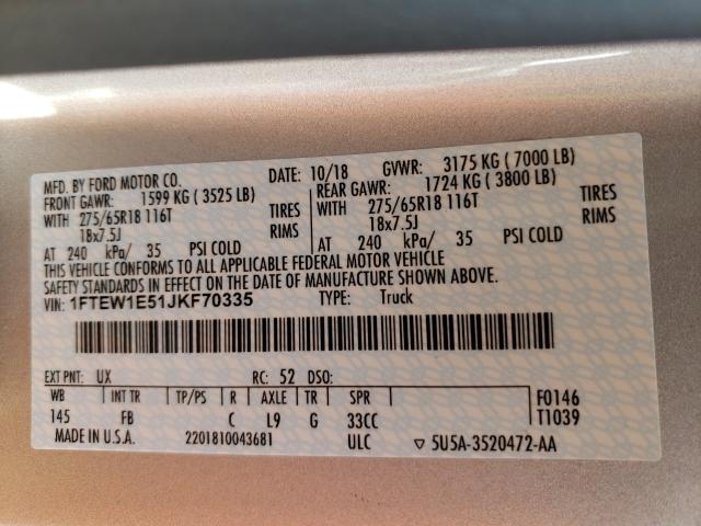 2018 FORD F150 SUPER 1FTEW1E51JKF70335