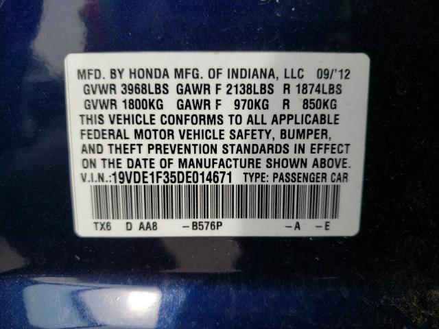 2013 ACURA ILX 20 19VDE1F35DE014671