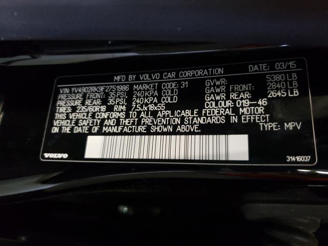 2015 VOLVO XC60 T6 PR YV4902RK9F2751986