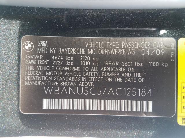 2010 BMW 528I WBANU5C57AC125184