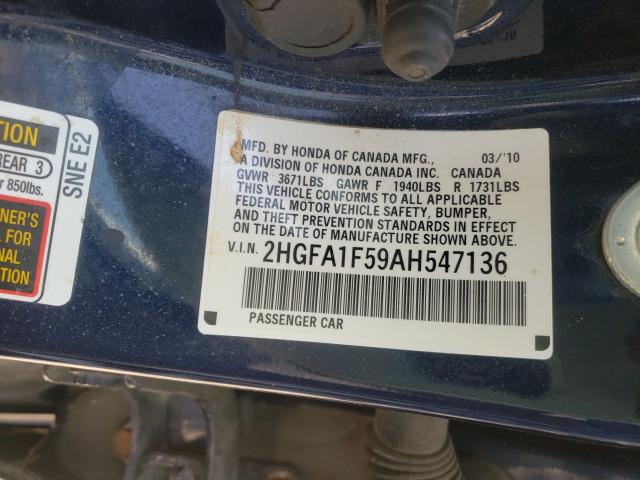 2010 HONDA CIVIC LX 2HGFA1F59AH547136