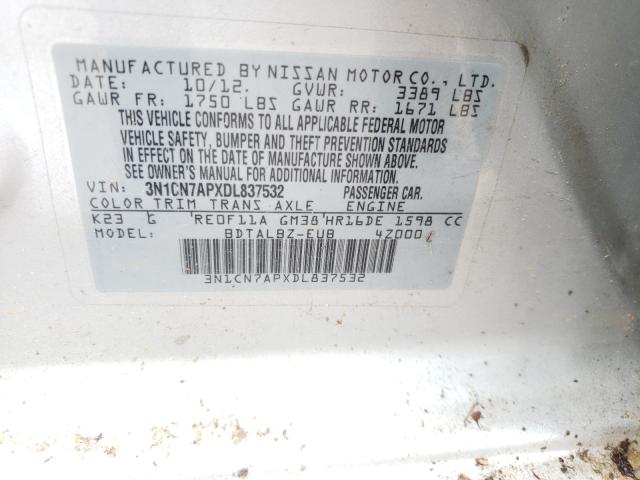 2013 NISSAN VERSA S 3N1CN7APXDL837532