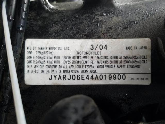 2004 YAMAHA YZFR6 L JYARJ06E44A019900