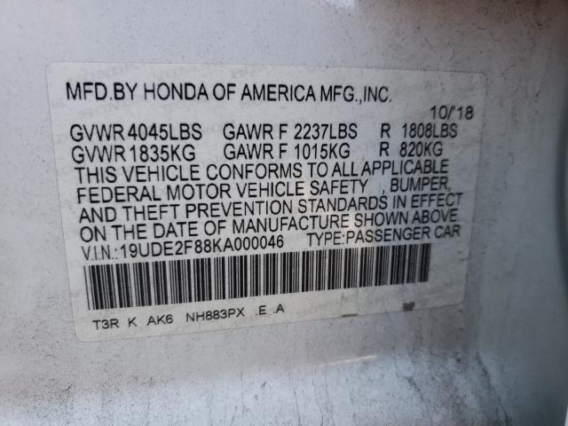 2019 ACURA ILX PREMIU 19UDE2F88KA000046