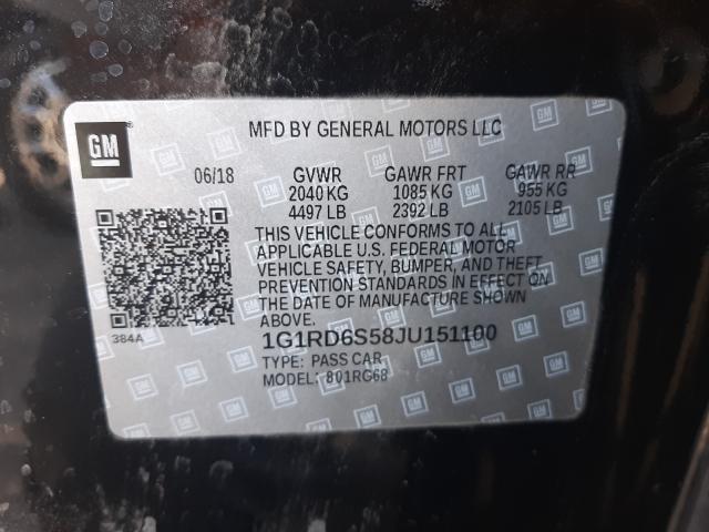 VIN 1G1RD6S58JU151100 2018 Chevrolet Volt, Premier no.10