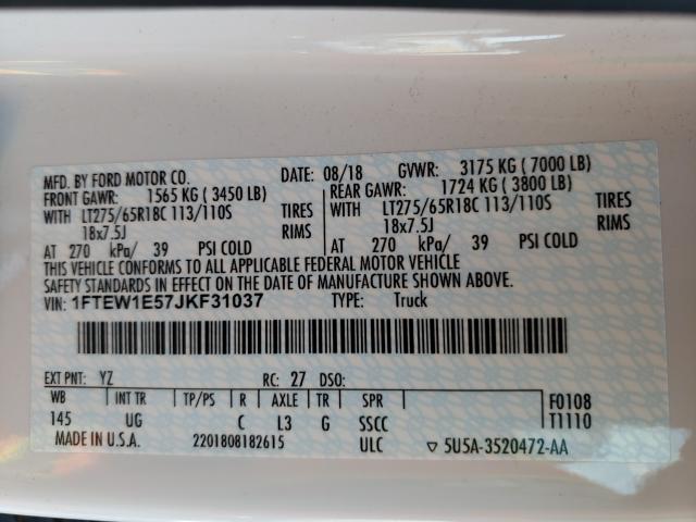 2018 FORD F150 SUPER 1FTEW1E57JKF31037