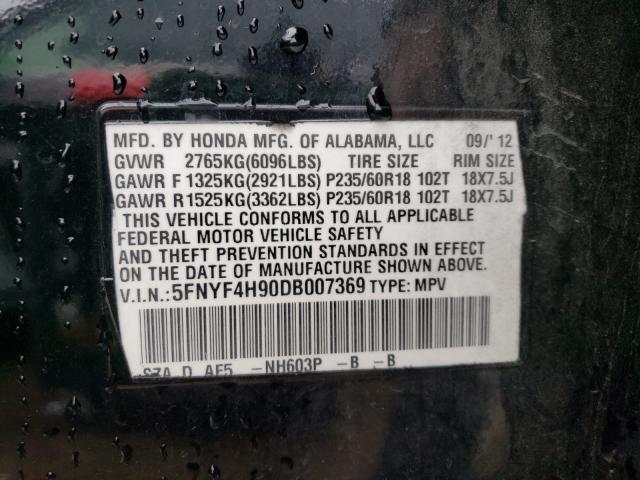 2013 HONDA PILOT TOUR 5FNYF4H90DB007369