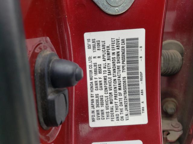 2010 HONDA INSIGHT EX JHMZE2H78AS033676