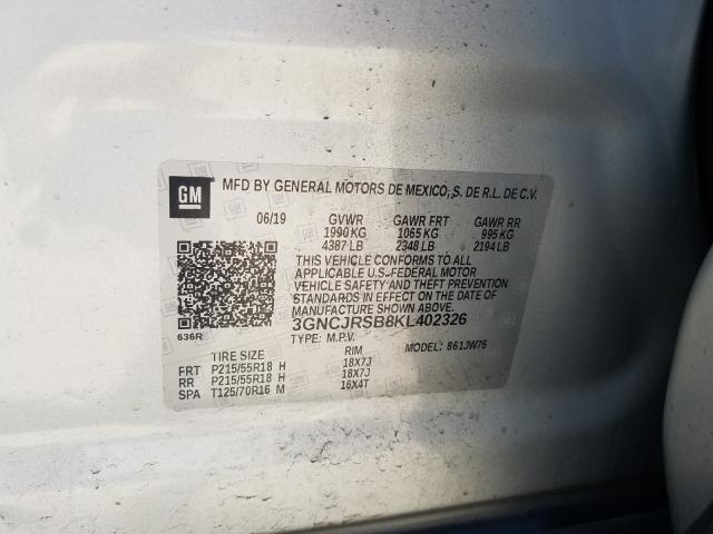 2019 CHEVROLET TRAX PREMI 3GNCJRSB8KL402326