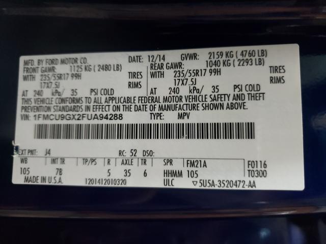2015 FORD ESCAPE SE 1FMCU9GX2FUA94288