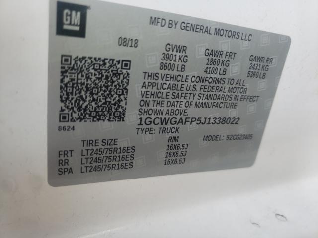 2018 CHEVROLET EXPRESS G2 1GCWGAFP5J1338022