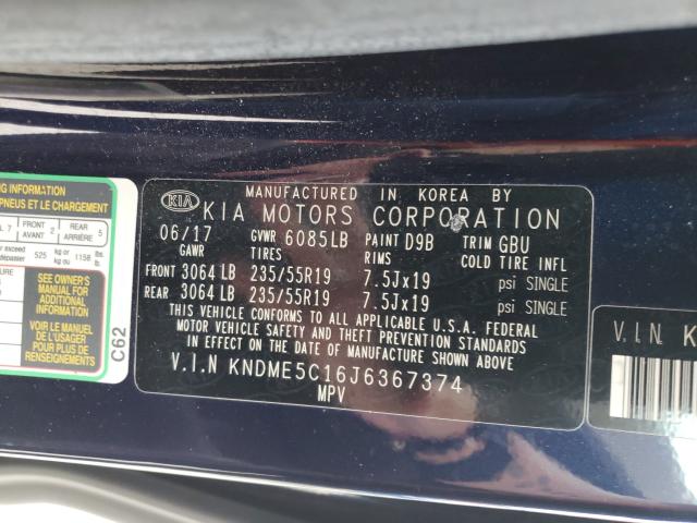 2018 KIA SEDONA SXL KNDME5C16J6367374