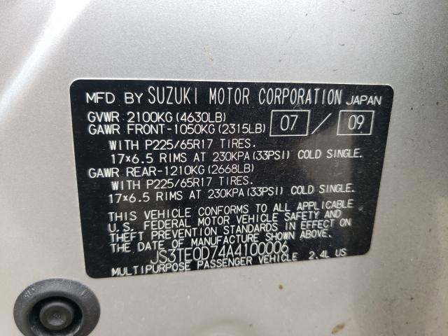 2010 SUZUKI GRAND VITA JS3TE0D74A4100006