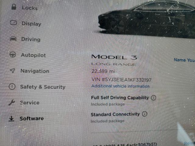 2019 TESLA MODEL 3 5YJ3E1EA1KF332197